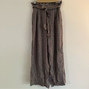 High-Waisted Plaid Wide-Leg Pants